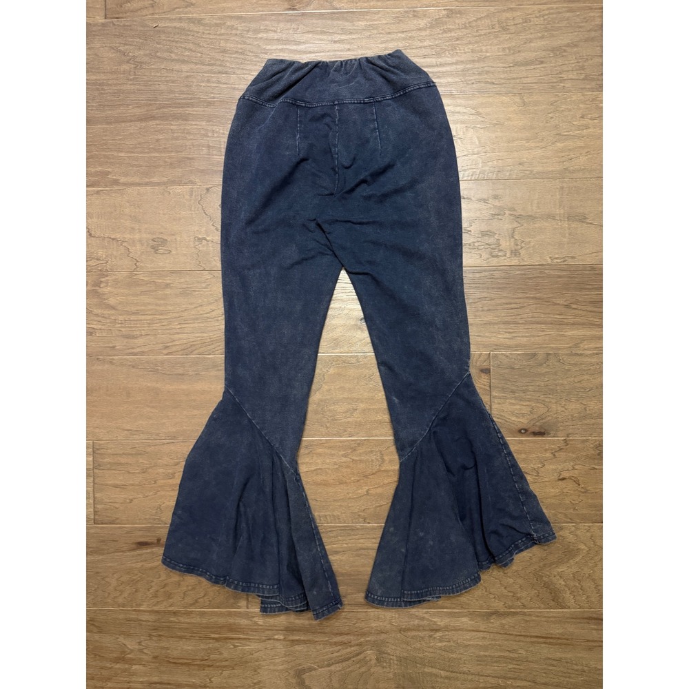 Earthbound Trading Co Blue Acid Wash Flare Bell Bottom Boho Pants Womens Small - Picture 4 of 9